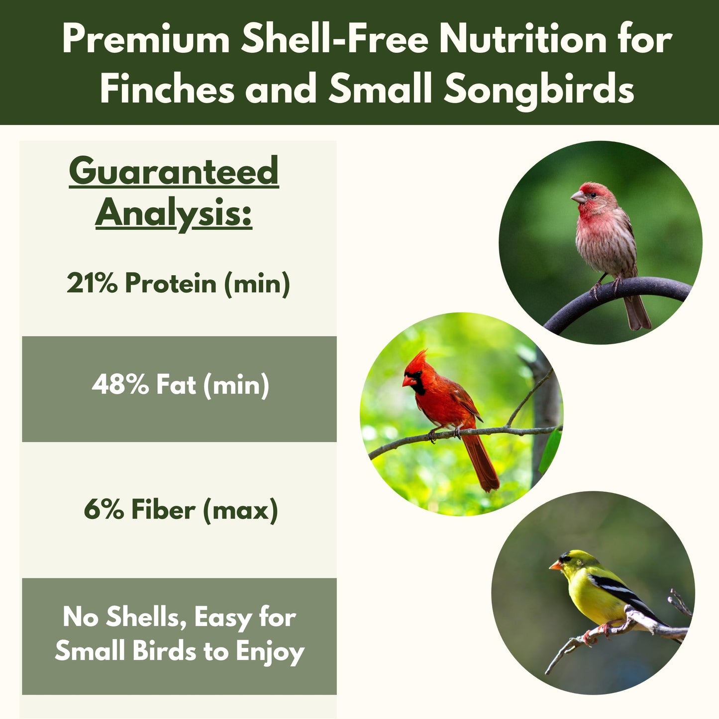 Finch No Mess Shell-Free Blend – 7 lb